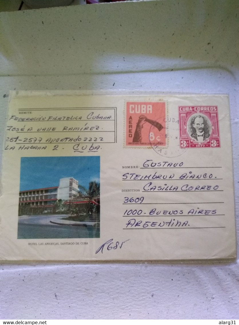 Cuba Pstat Big Imprint.hotel Las Americas.air Yv 237.sugar Crop.back Xmas 52 Valuable Set Reg Post E7 Conmems.1 /2 Cover - Brieven En Documenten