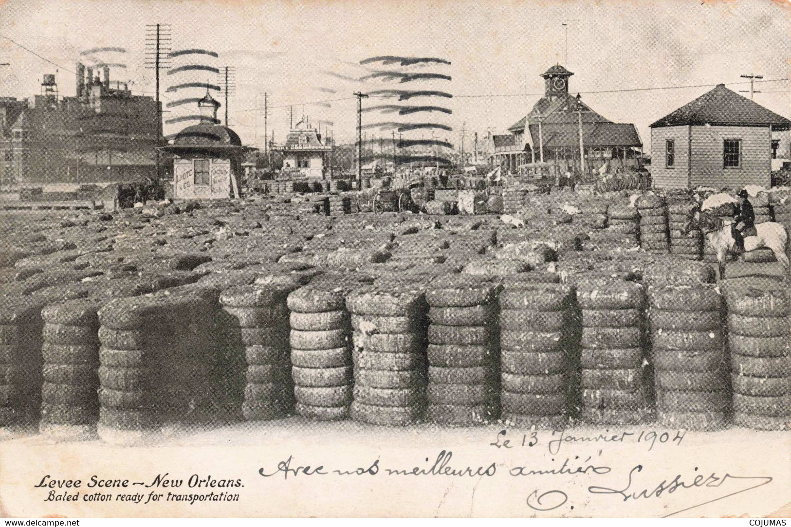 ETATS UNIS - S05800 - Levee Scene - New Orleans - Baled Cotton Ready For Transportation - En L'état - L1 - New Orleans