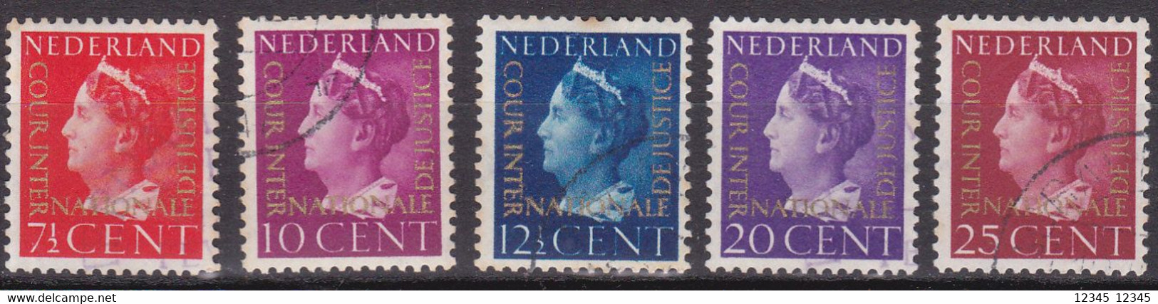 Nederland 1947, Gestempeld USED, NVPH D20-24, Cour Internationale De Justice - Servicios