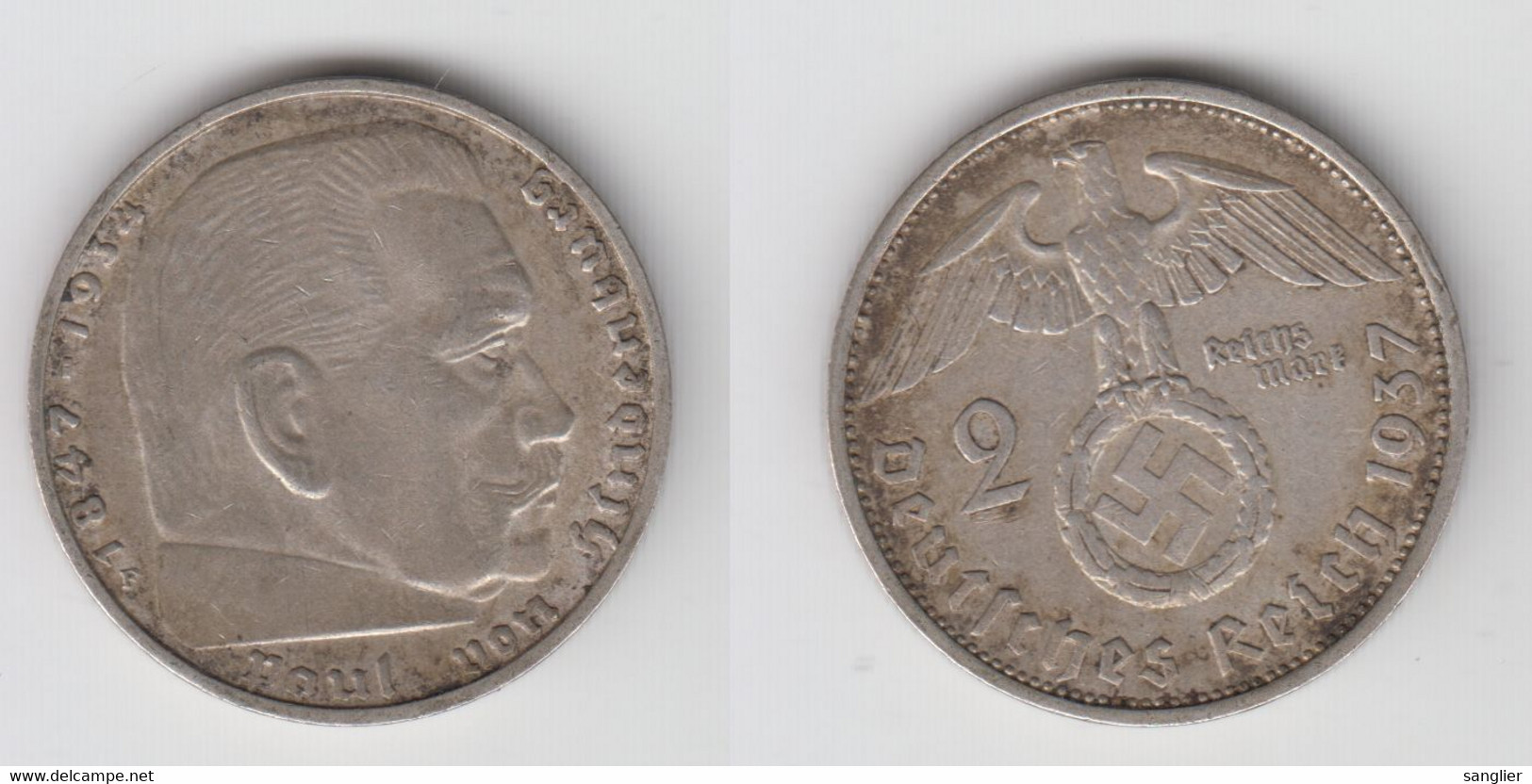 2 REICHSMARK 1937 F (ARGENT) - 2 Reichsmark