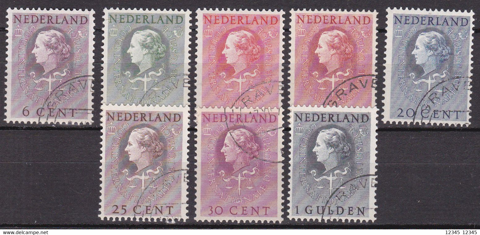 Nederland 1951-58, Gestempeld USED, NVPH D33-40, Cour Internationale De Justice - Servicios