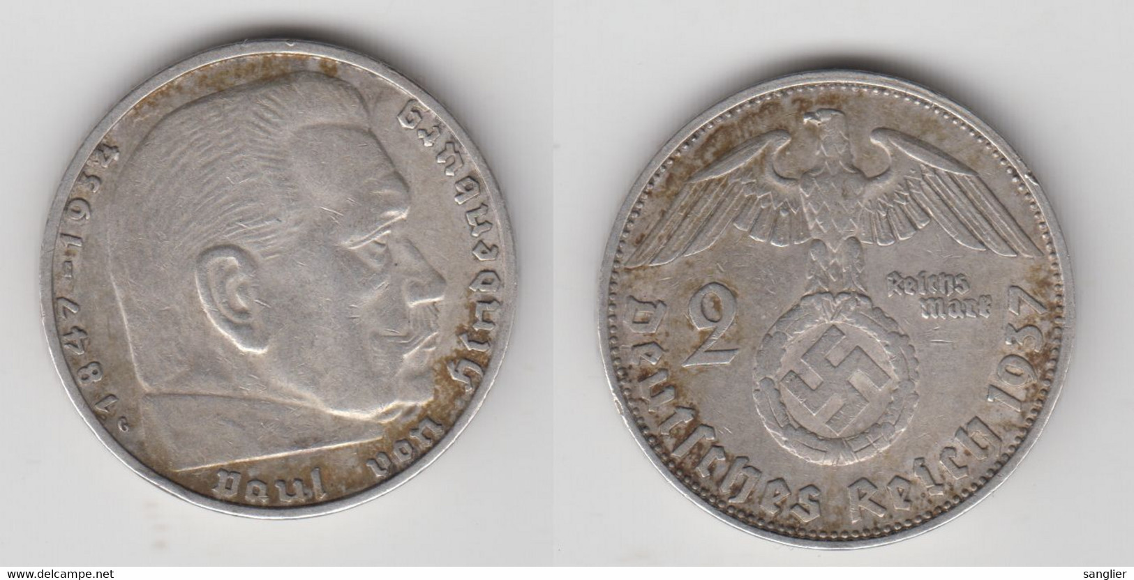 2 REICHSMARK 1937 G (ARGENT) - 2 Reichsmark