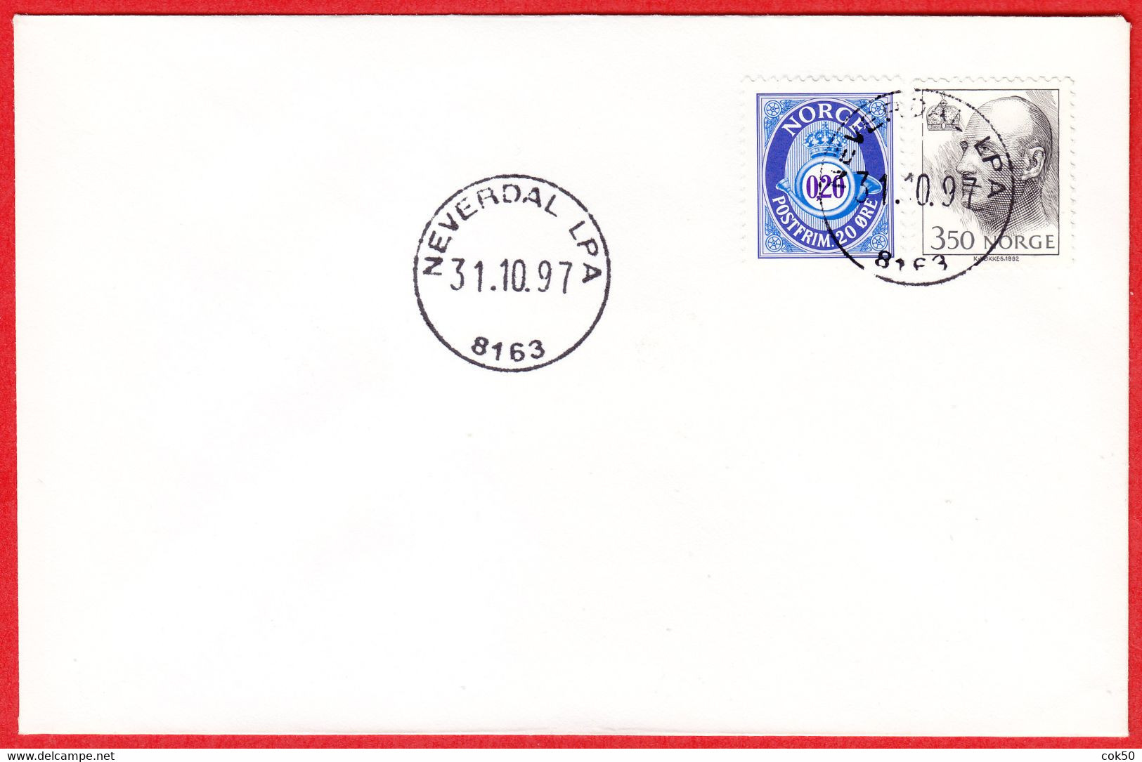 NORWAY -  8163 NEVERDAL LPA - 25 MmØ - (Nordland County) - Last Day/postoffice Closed On 1997.10.31 - Emissioni Locali