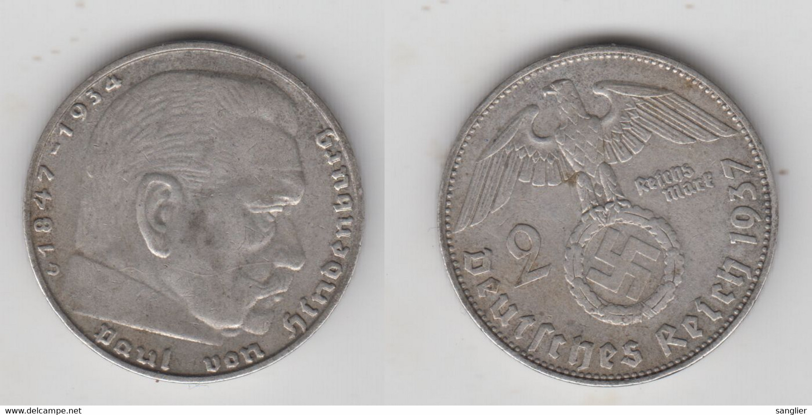 2 REICHSMARK 1937 D (ARGENT) - 2 Reichsmark