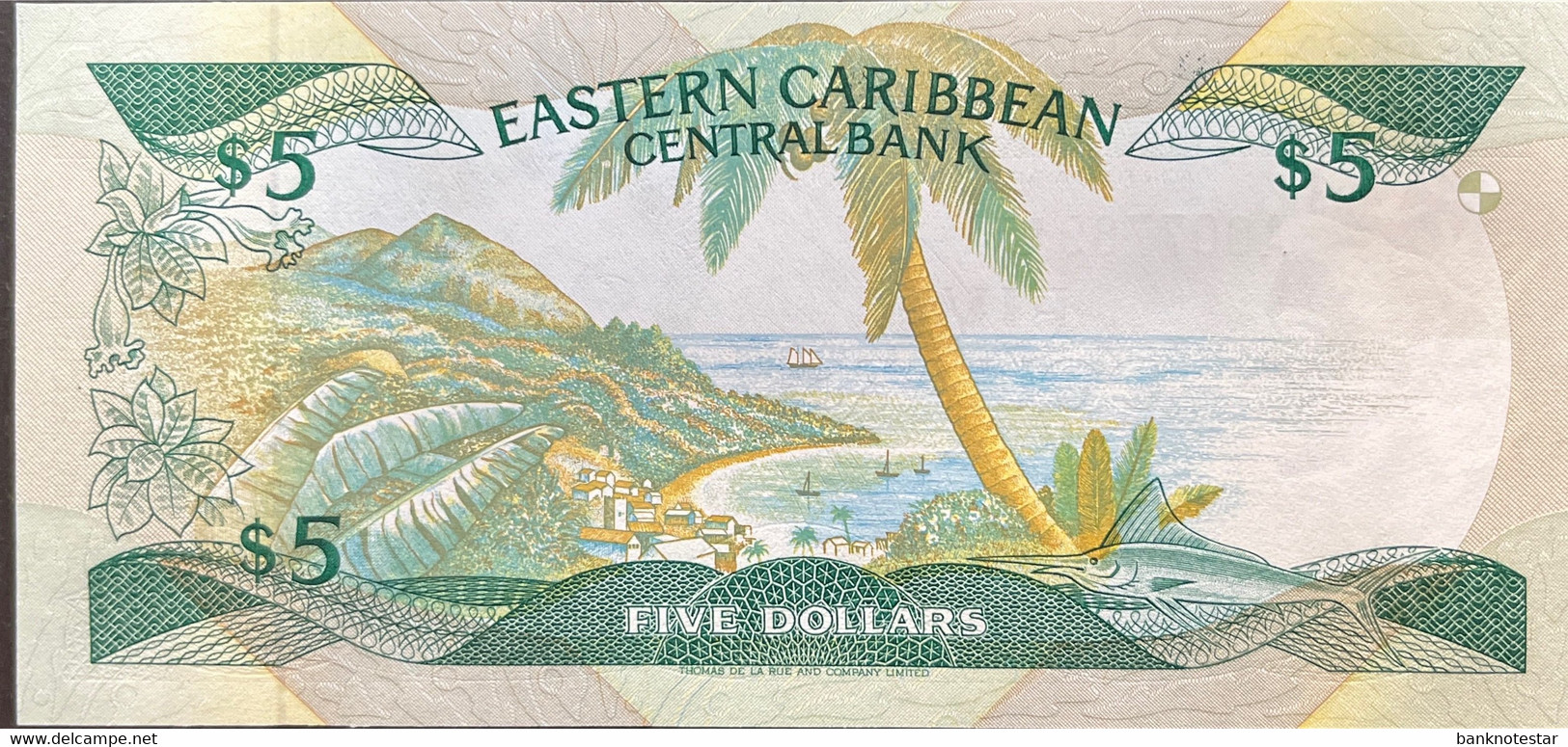 East Caribben States 5 Dollars, P-22u (1988) - UNC - A007789 - Anguilla Issue - East Carribeans