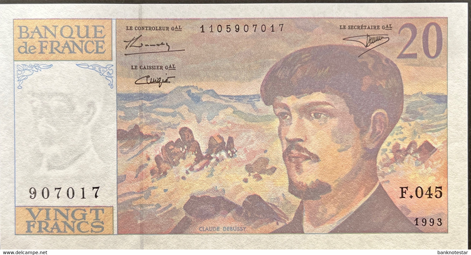 France 20 Francs, P-151g (1993) - UNC - 20 F 1980-1997 ''Debussy''