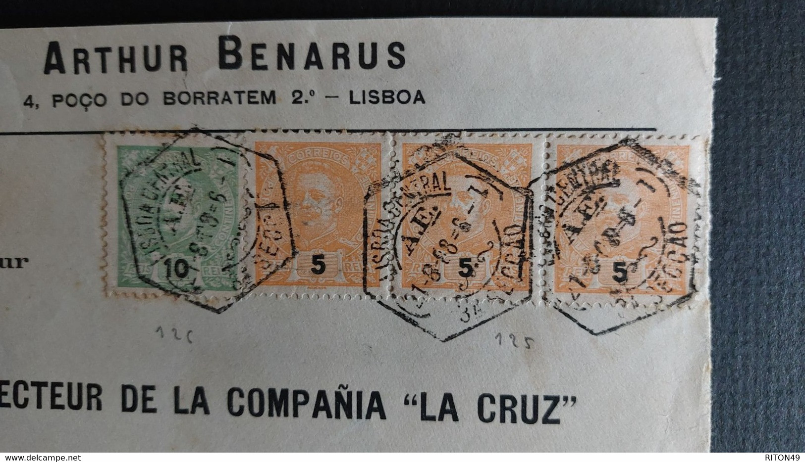 PARTIE DE LETTRE 1888 LIBOA A LINARES D CARLOS I CAD LISBOA - Briefe U. Dokumente