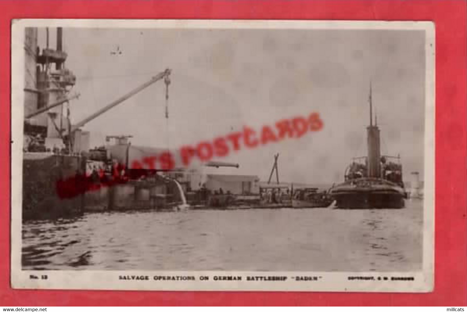 SHETLAND    GERMAN FLEET SCUTTLED   SALVAGE OPERATIONS ON BADEN BURROWS RP WW1 NAVY NAVAL - Shetland