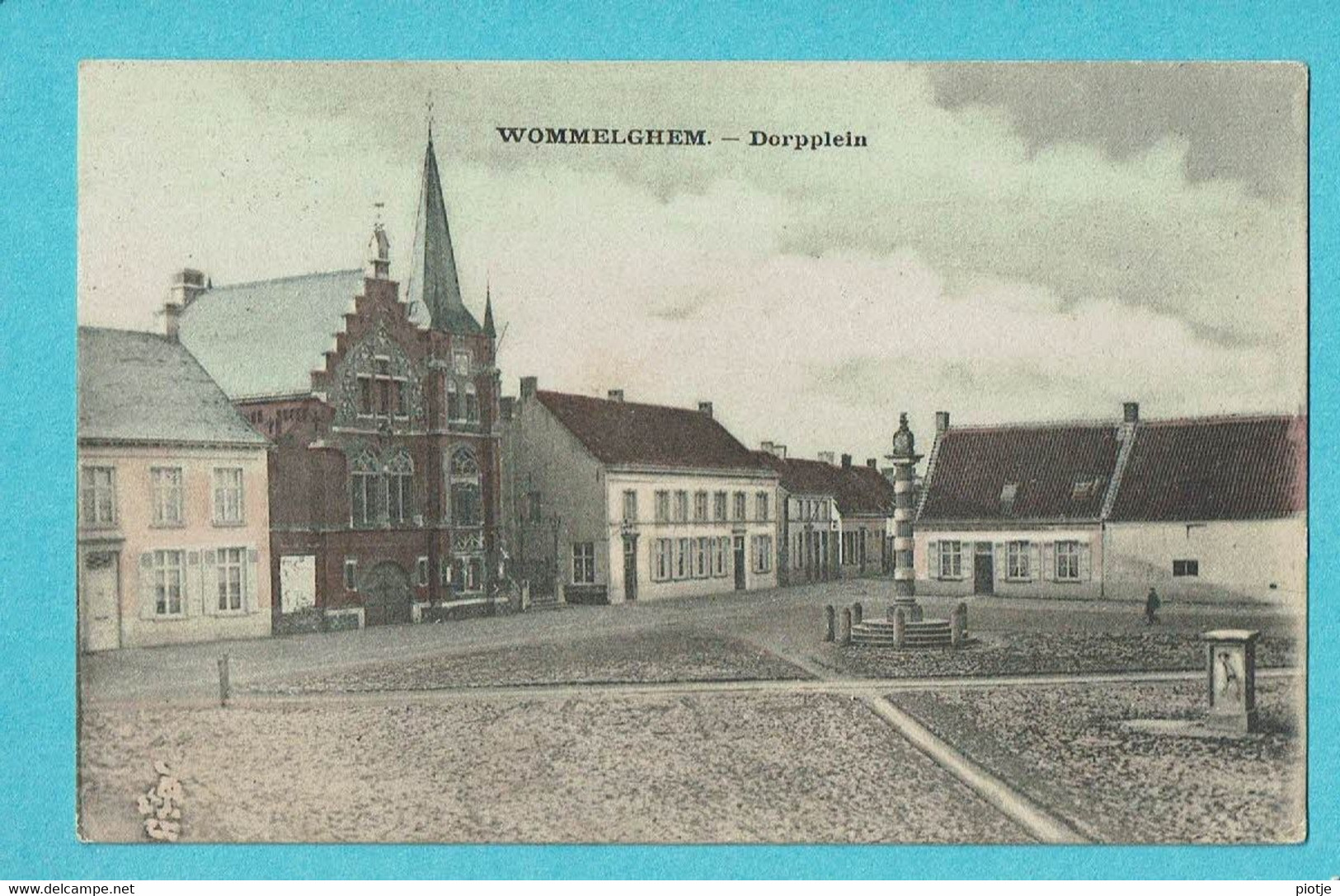 * Wommelgem - Wommelghem (Antwerpen - Anvers) * (KLEUR - COULEUR) Dorpplein, Place Du Village, Statue, Old, Rare - Wommelgem