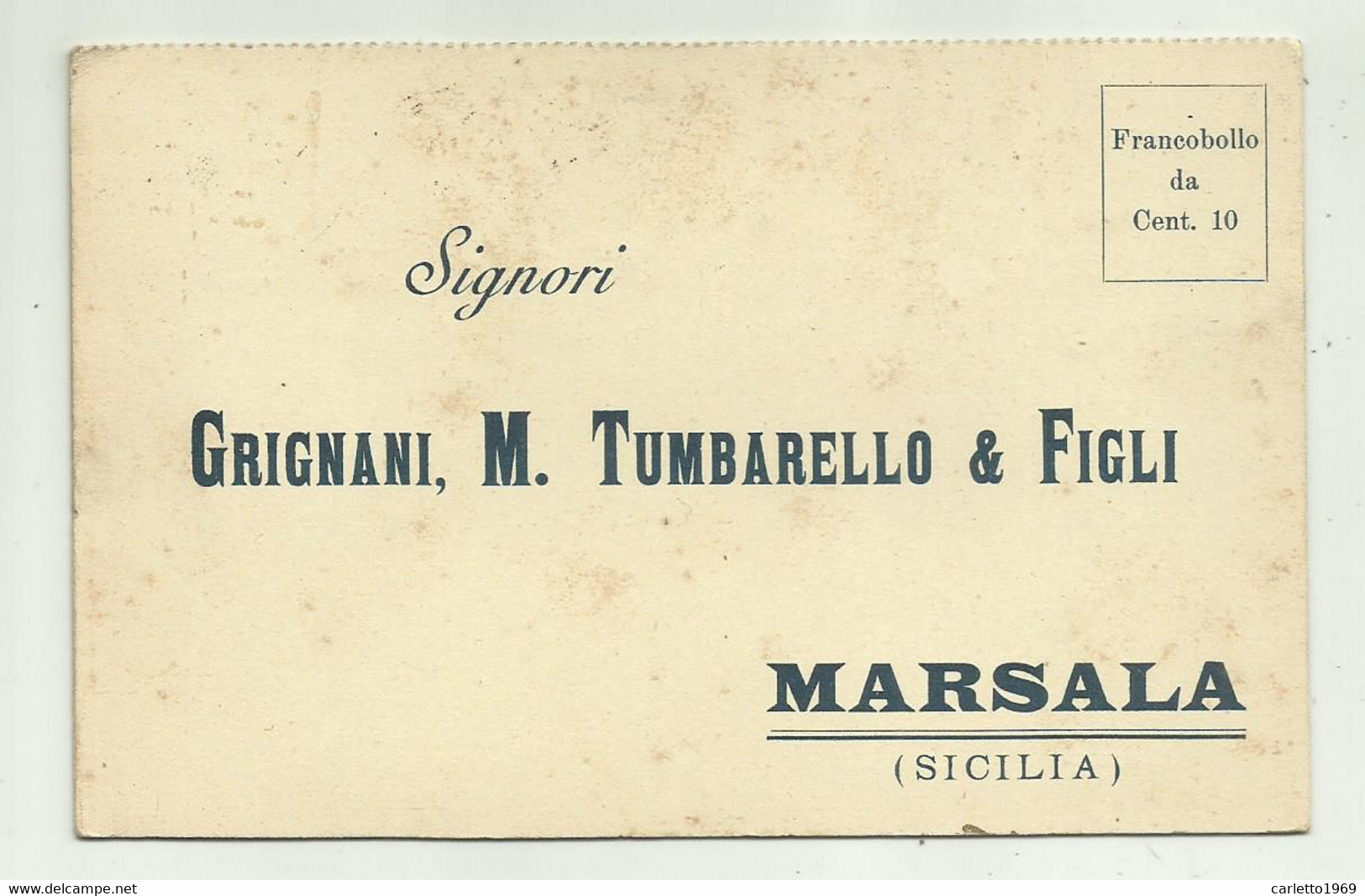 MARSALA - GRIGNANI M. TUMBARELLO & F.LLI 1909 VIAGGIATA FP - Marsala