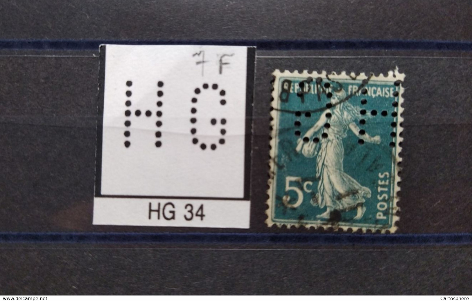 FRANCE TIMBRE HG 34 INDICE 7 PERFORE PERFORES PERFIN PERFINS PERFORATION PERCE  LOCHUNG - Oblitérés