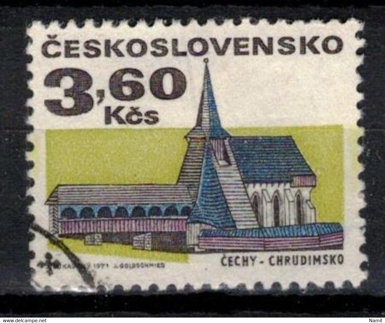 Tchécoslovaquie 1971 Mi 1989 (Yv 1835), Obliteré, Varieté - Position 9/2 - Variedades Y Curiosidades