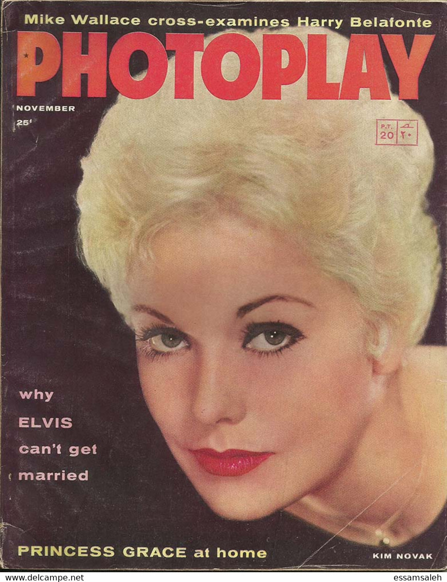 USB40101 Photoplay Movie Magazine 1957 Nov / Kim Novak / Cover - Divertissement
