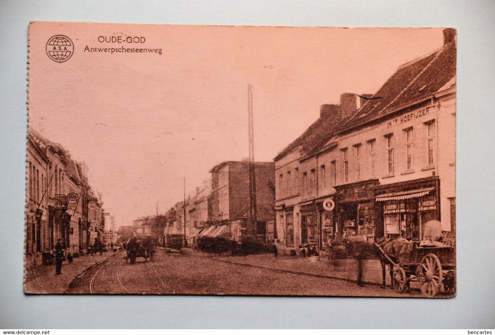 Oude-God 1922: Antwerpschesteenweg Très Animée Avec Attelages - Mortsel