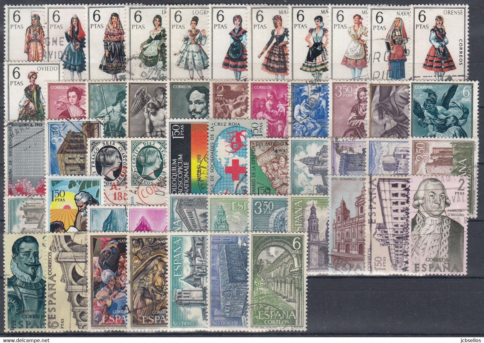 ESPAÑA 1969 Nº 1898/1948 AÑO COMPLETO USADO, 51 SELLOS CON TRAJES - Años Completos