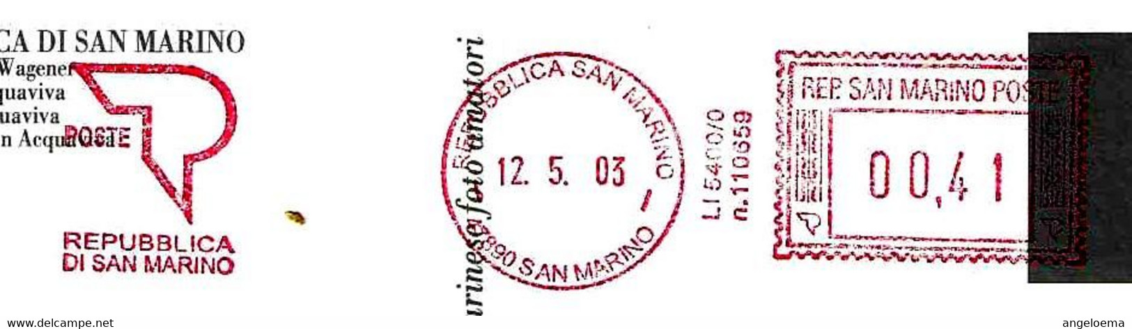 SAN MARINO - 2003 Ufficio PT SM CITTA' - Ema Affrancatura Meccanica Rossa Red Meter Su Cartolina Ottilia Wagener - 1897 - Briefe U. Dokumente