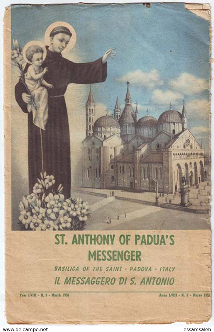 ITB40001  Italy 1956 St Anthony Of Padua's Messenger Magazine Addressed - Religion/ Spirituality