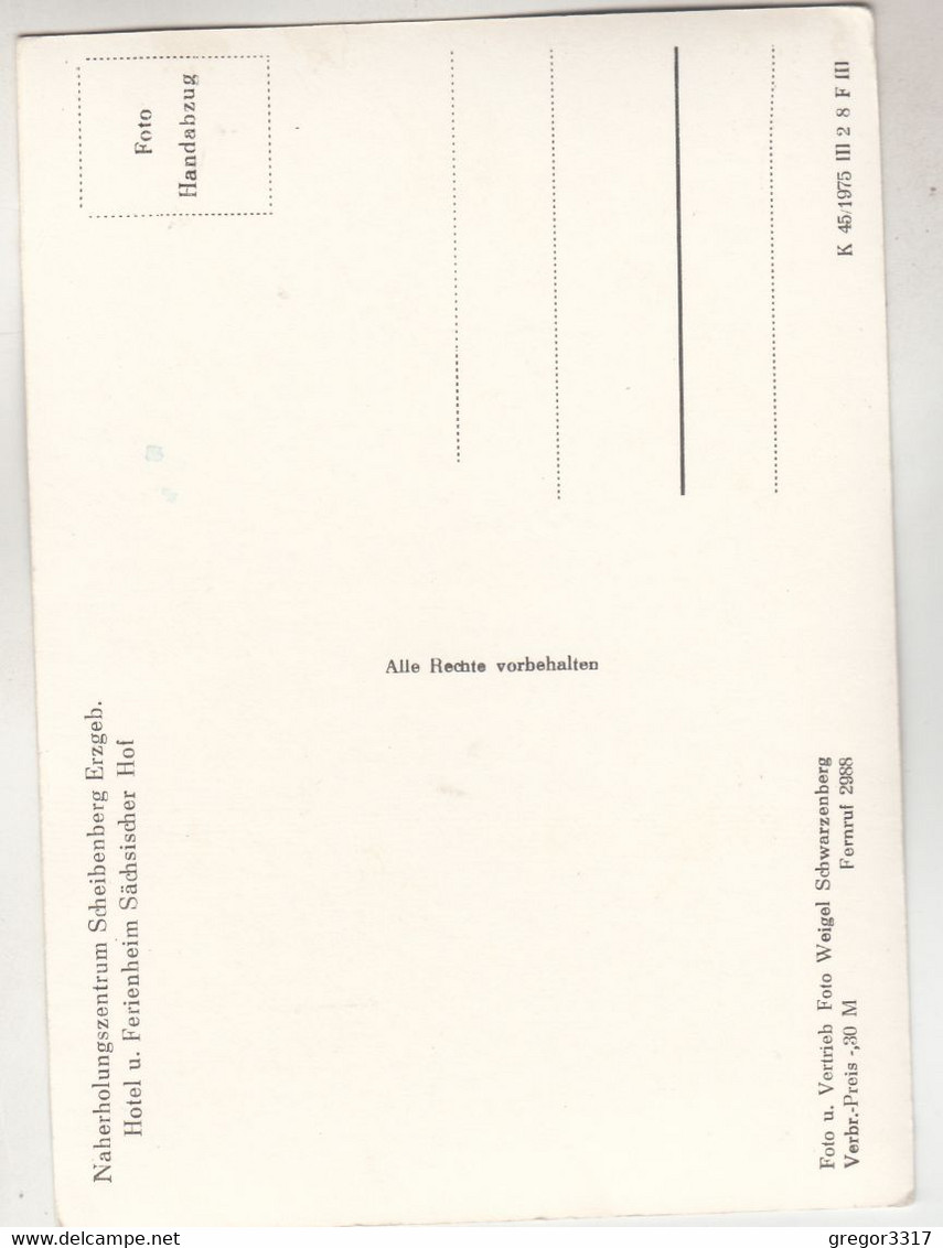 C2127) SCHEIBENBERG - Hotel SÄCHSICHER HOF - Tolle Innenansicht ALT S/W - Scheibenberg