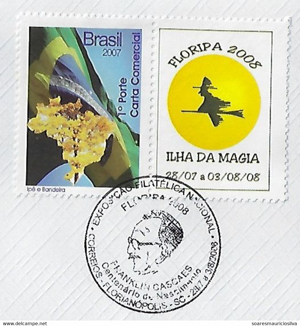 Brazil 2008 Cover Personalized Stamp National Philatelic Exhibition Florianópolis Magic Island Witch In Broom F. Cascaes - Gepersonaliseerde Postzegels