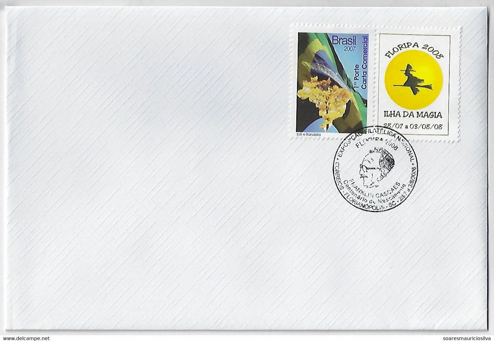 Brazil 2008 Cover Personalized Stamp National Philatelic Exhibition Florianópolis Magic Island Witch In Broom F. Cascaes - Personalisiert