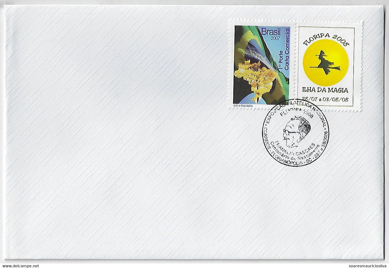 Brazil 2008 Cover Personalized Stamp National Philatelic Exhibition Florianópolis Magic Island Witch In Broom F. Cascaes - Gepersonaliseerde Postzegels