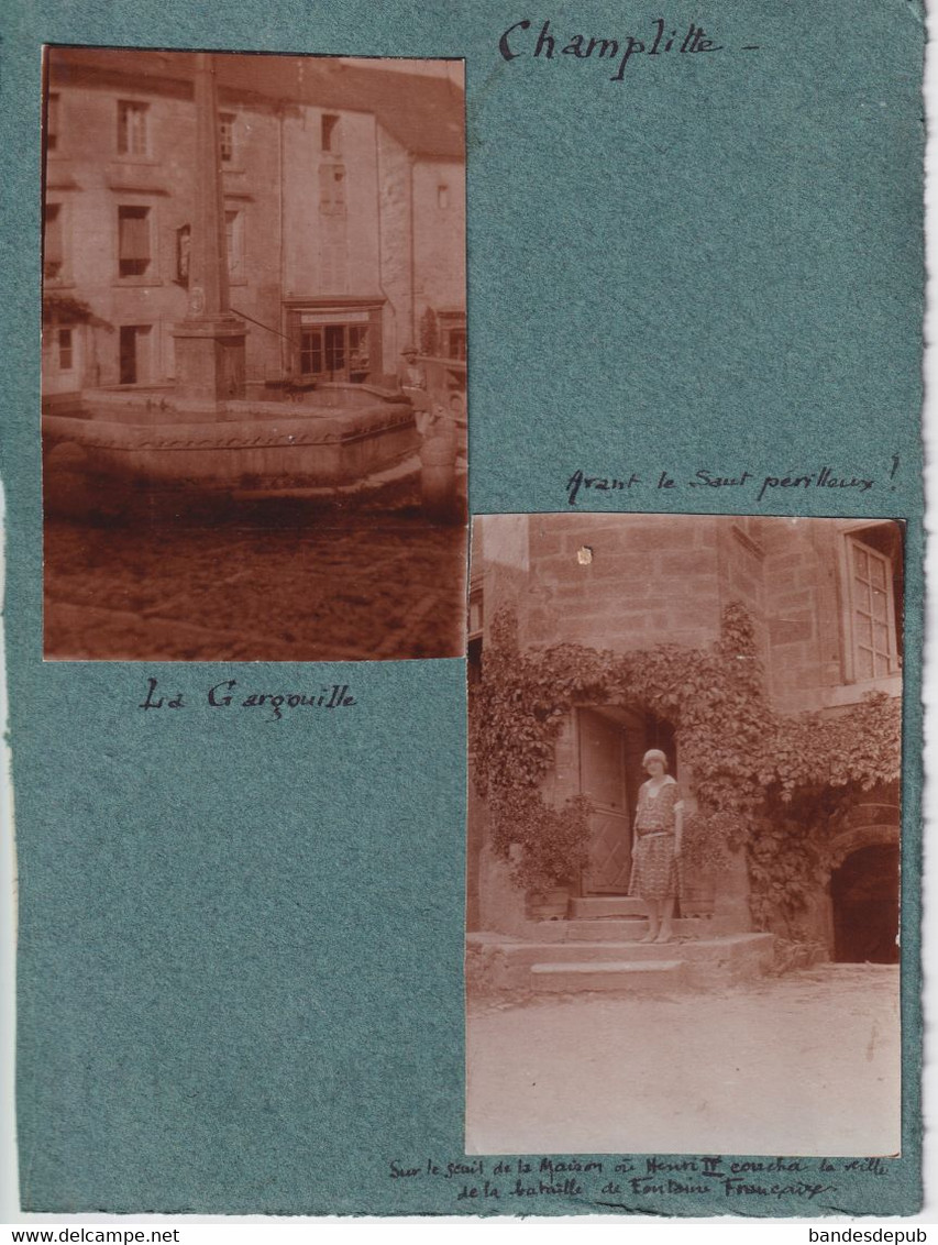 1926 CHAMPLITTE 4 Photos Collées Recto Verso Gargouille Fontaine Puits Des Capucins - Champlitte