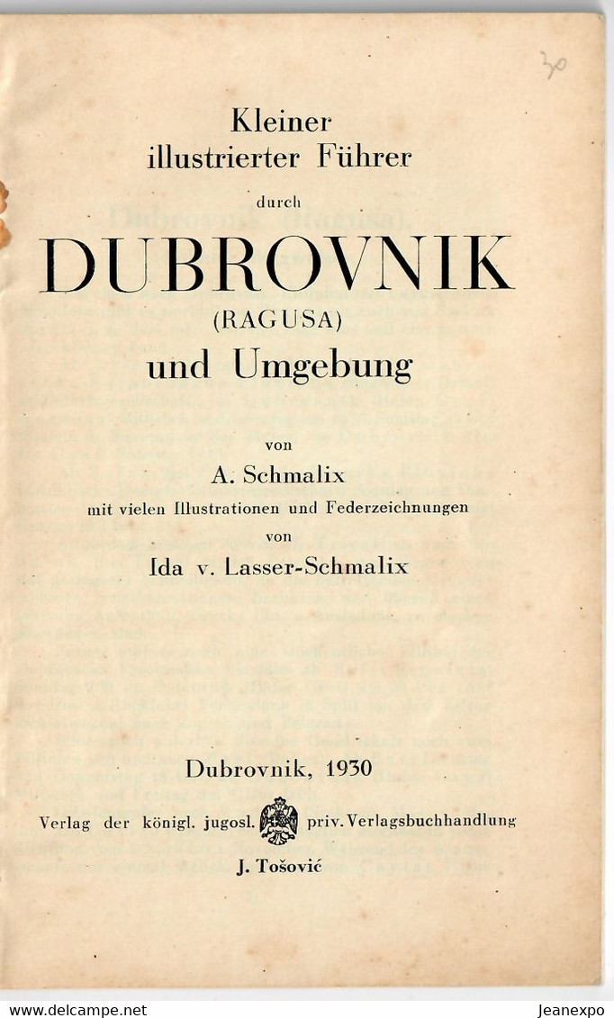 DUBROVNIK ( RAGUSA ) (1930)A. Schmalix  Reiseführer - 1900-1949