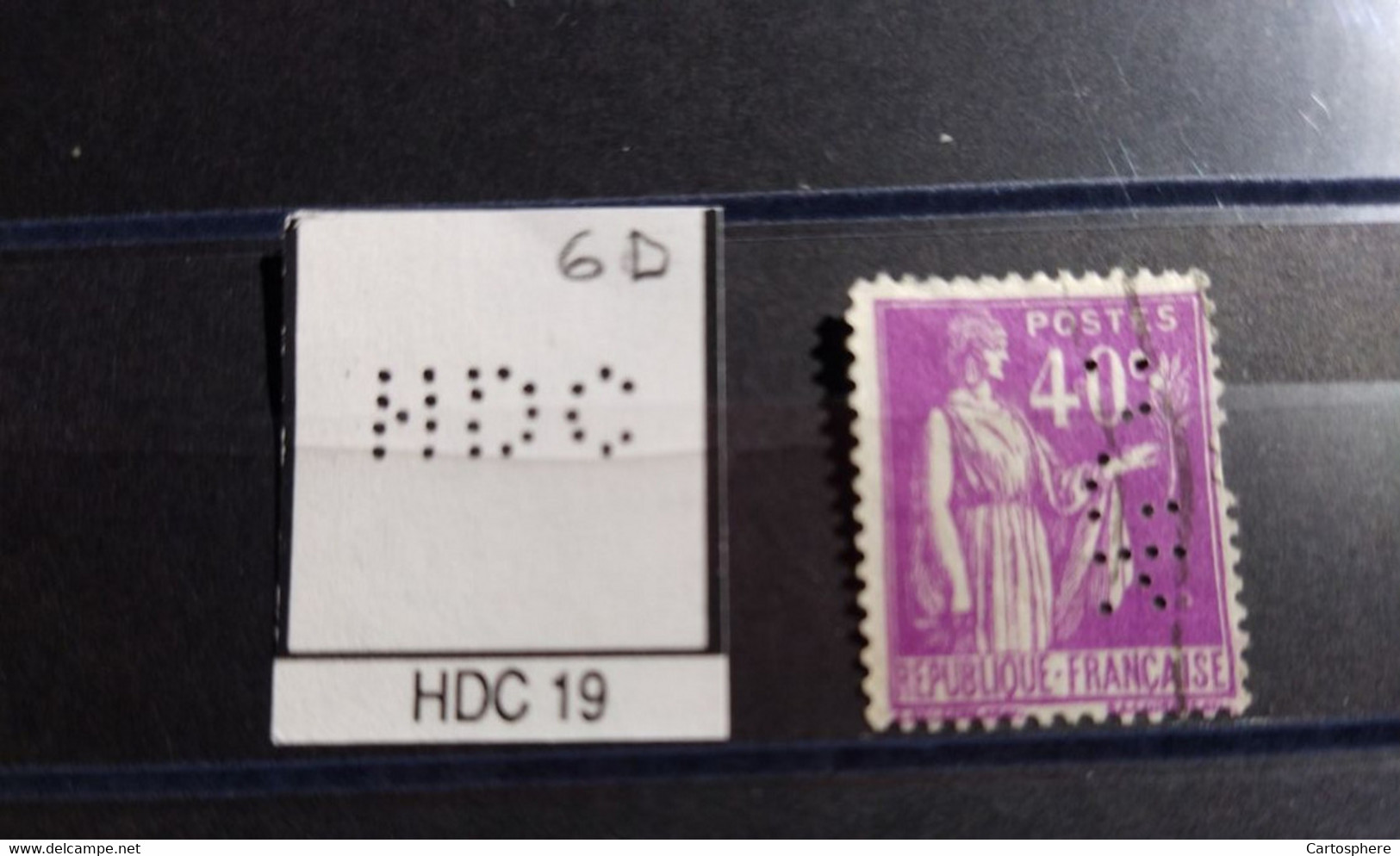 FRANCE TIMBRE HDC 19 INDICE 5 281 PERFORE PERFORES PERFIN PERFINS PERFORATION PERCE  LOCHUNG - Oblitérés