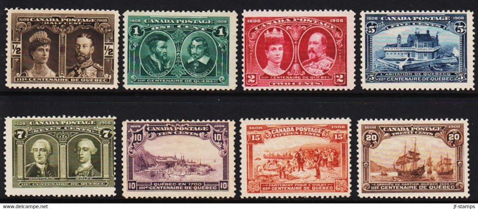 1908. CANADA. 300. Years The City Quebec. Complete Set Hinged, Only 10 CENTS Without Gum. U... (Michel 84-91) - JF527548 - Nuevos