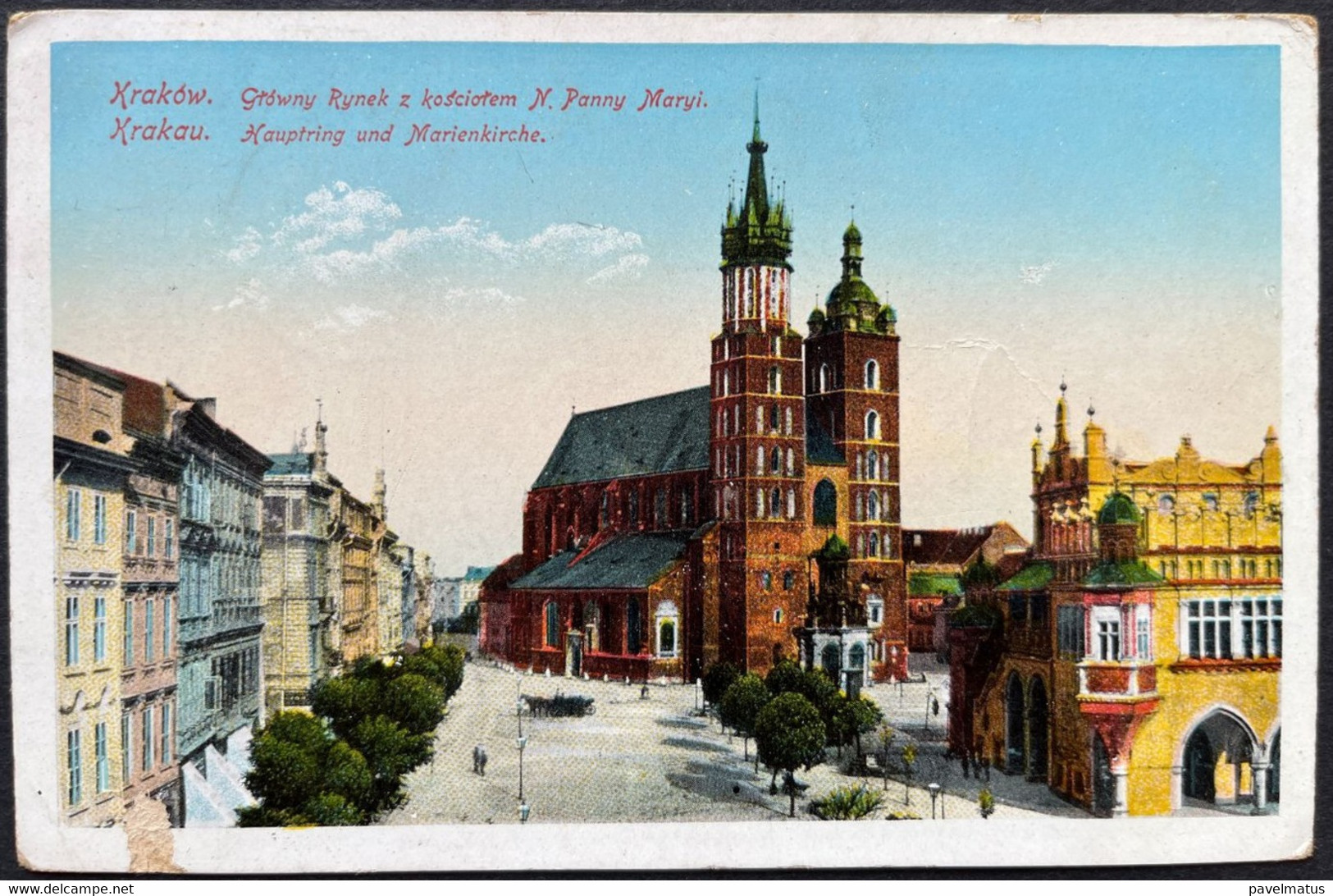 Poland  1915 Feldpost  Austrian Period  Postcard Krakow 23.2.1915 Glowny Rynek - Covers & Documents