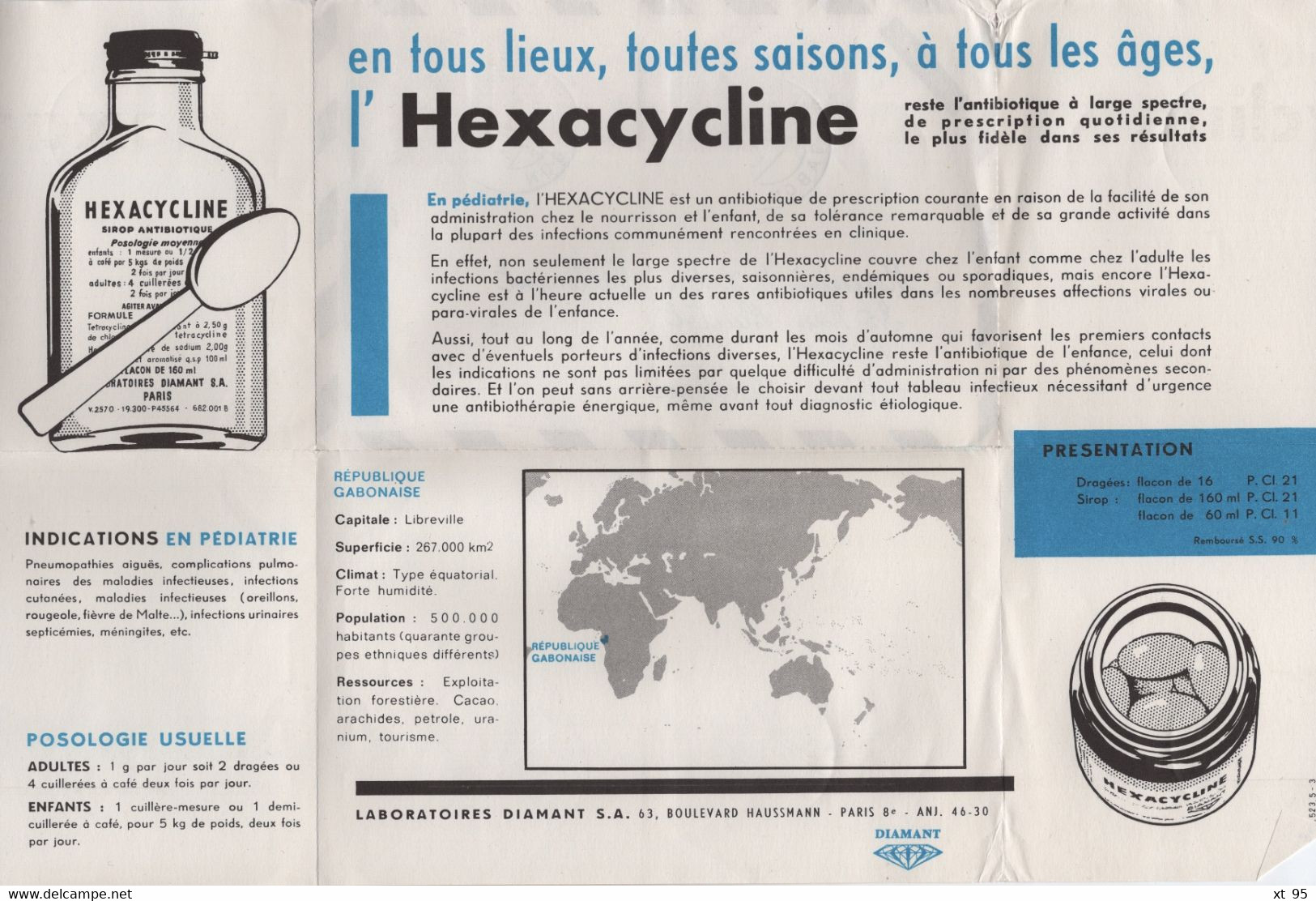 Gabon - Imprime Publicitaire Hexacycline - Gabon