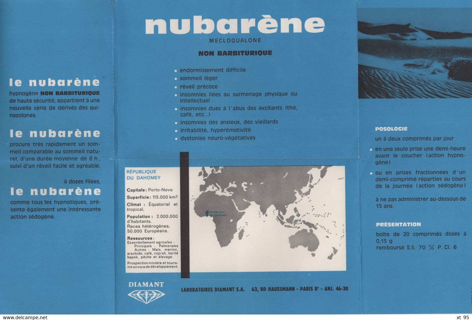 Dahomey - Imprime Publicitaire Nubarene - Benin – Dahomey (1960-...)