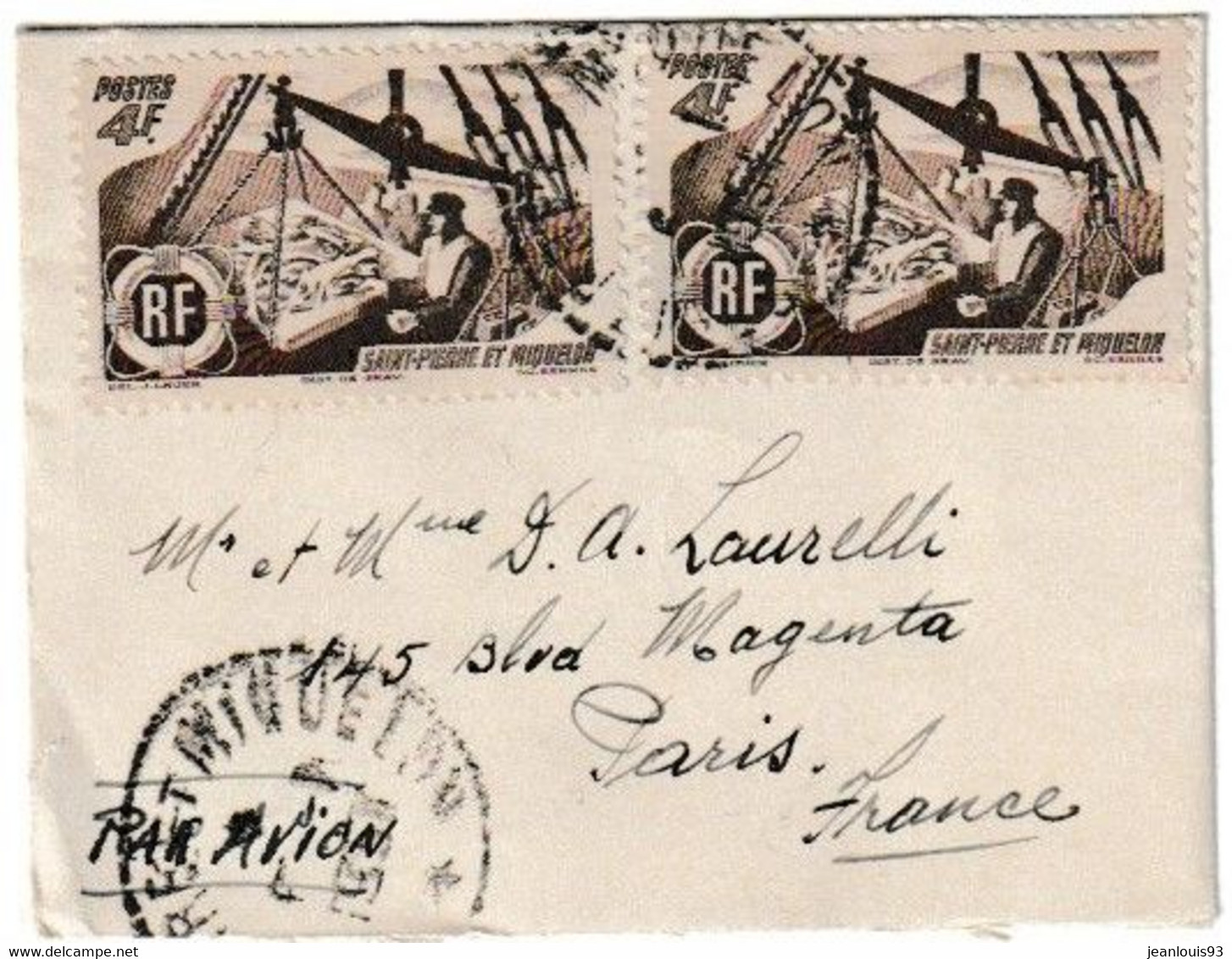 SAINT PIERRE ET MIQUELON - LETTRE PAR AVION 1953 - Brieven En Documenten