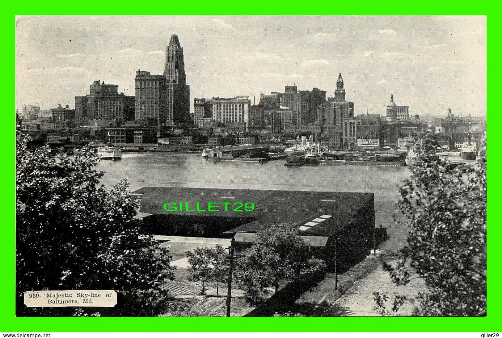 BALTIMORE, MD - MAJESTIC SKY-LINE OF THE CITY -  TRAVEL IN 1934 -  BOWERS & OTTENHEIMER CO - - Baltimore