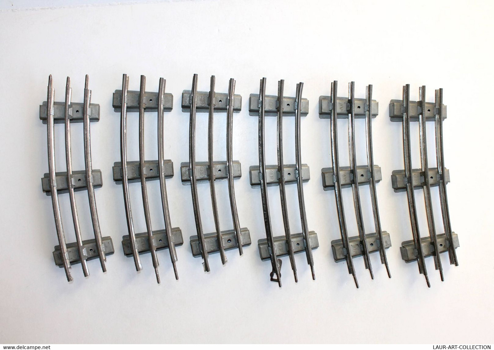 JEP - LOT DE 6 RAIL COURBE MOYEN (1/2), ECH:O L=21cm, MINIATURE TRAIN CHEMIN FER - MODELISME FERROVIAIRE (1712.100) - Vías Férreas