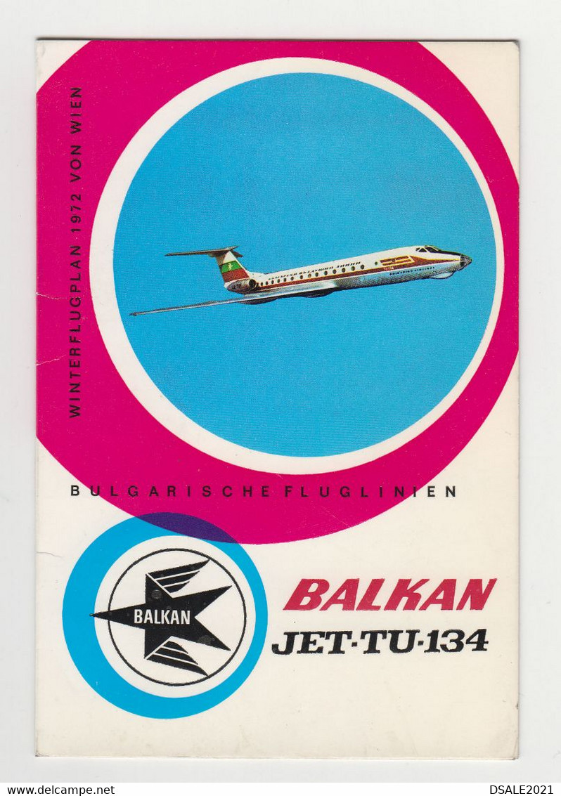 Bulgaria Bulgarishe Fluglinien BALKAN Jet TU-134 Winter 1972 Timetable Flugplan From WIEN Austria (18113) - Orari