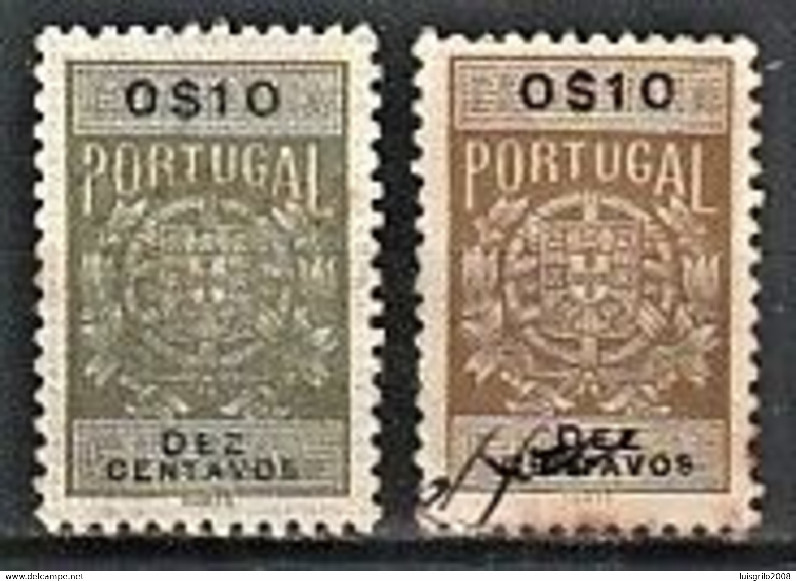 Fiscal/ Revenue, Portugal 1940 - Estampilha Fiscal -|- 0$10 - COLOR VARIANT - Is The Stamp Of The Right - Usati
