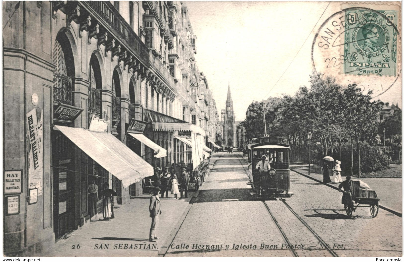 CPA Carte Postale Espagne San Sebastián Calle Hernani Y Iglesia BuenPastor 1910VM61134ok - Guipúzcoa (San Sebastián)