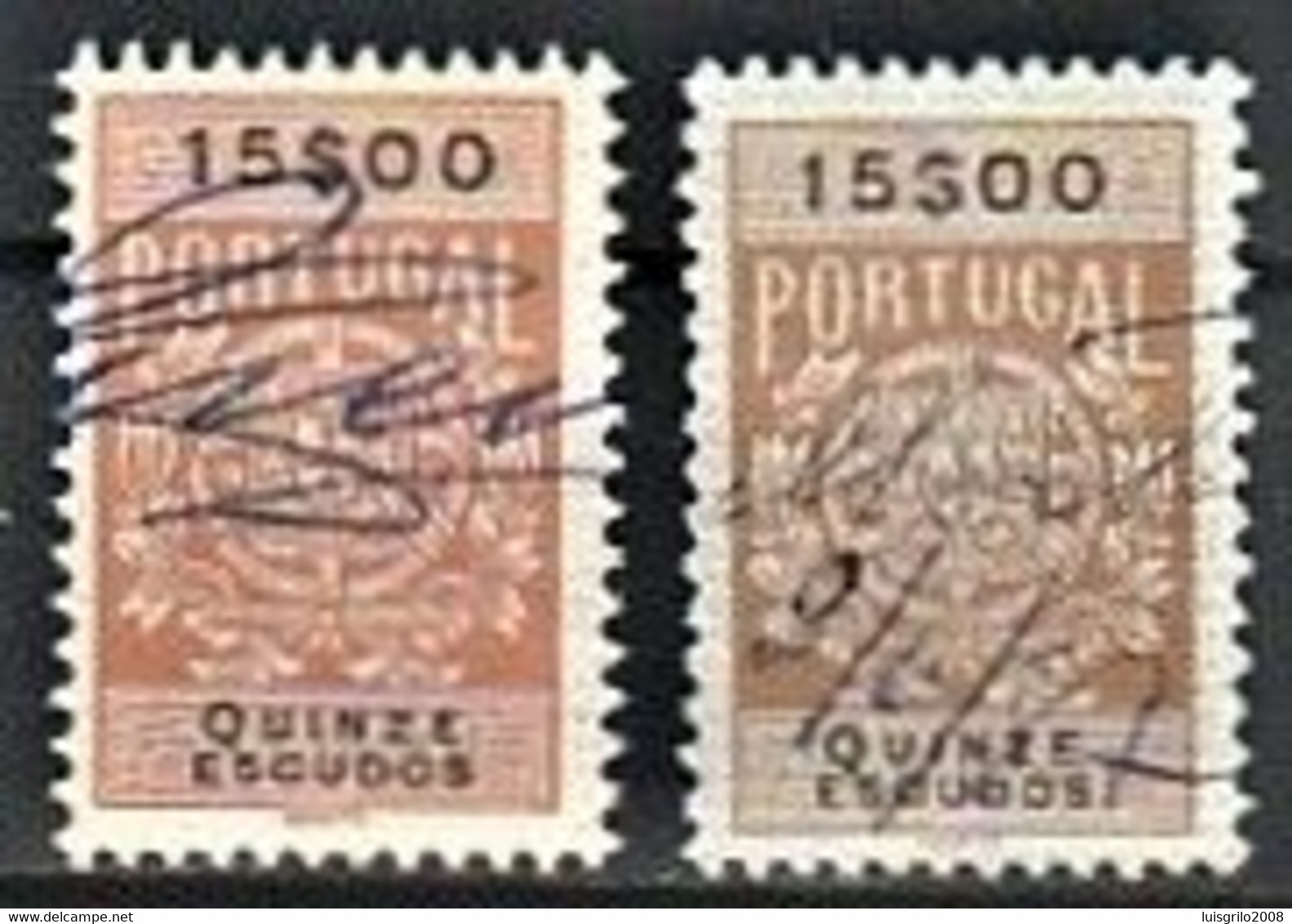 Fiscal/ Revenue, Portugal 1940 - Estampilha Fiscal -|- 15$00 - COLOR VARIANT - Is The Stamp Of The Right - Oblitérés