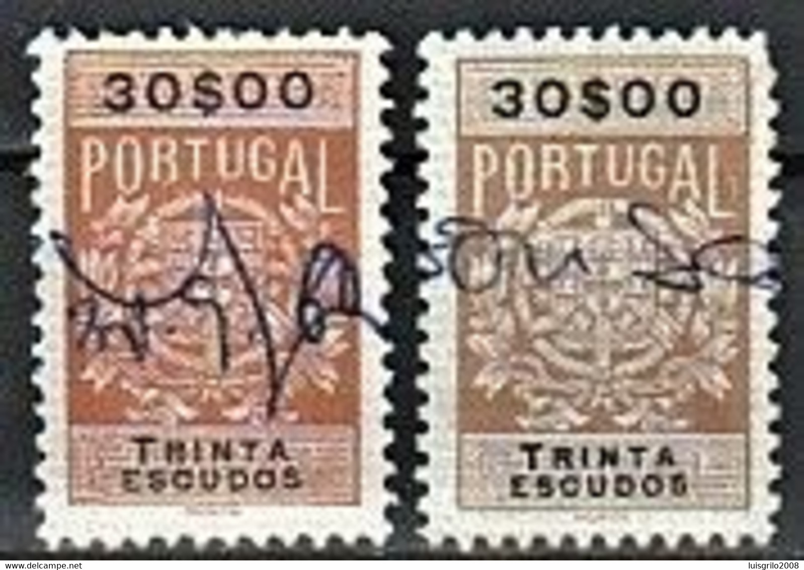 Fiscal/ Revenue, Portugal 1940 - Estampilha Fiscal -|- 30$00 - COLOR VARIANT - Is The Stamp Of The Right - Used Stamps