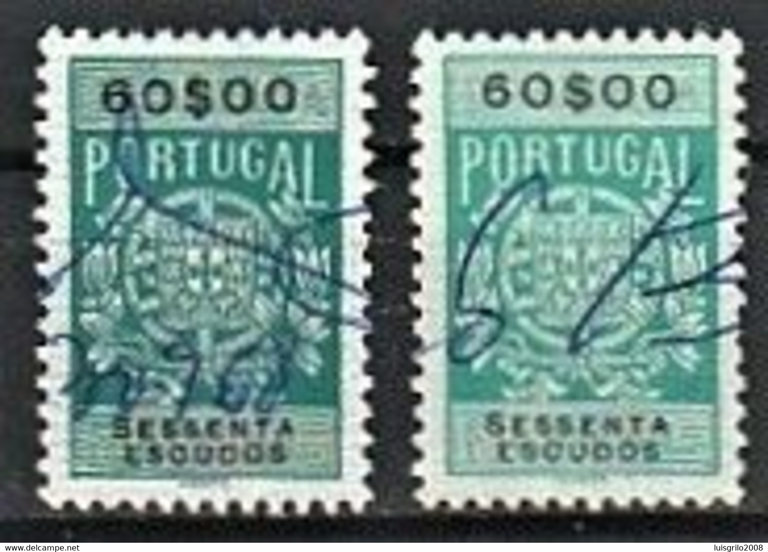 Fiscal/ Revenue, Portugal 1940 - Estampilha Fiscal -|- 60$00 - COLOR VARIANT - Is The Stamp Of The Right - Used Stamps