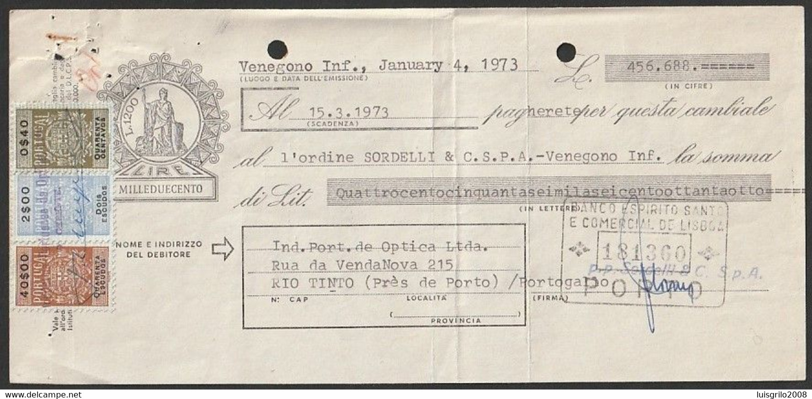 Fiscal/ Revenue, Portugal - Bill Of Exchange, 1973 -|- Série 1940 - 0$40 + 2$00 + 40$00 - Oblitérés