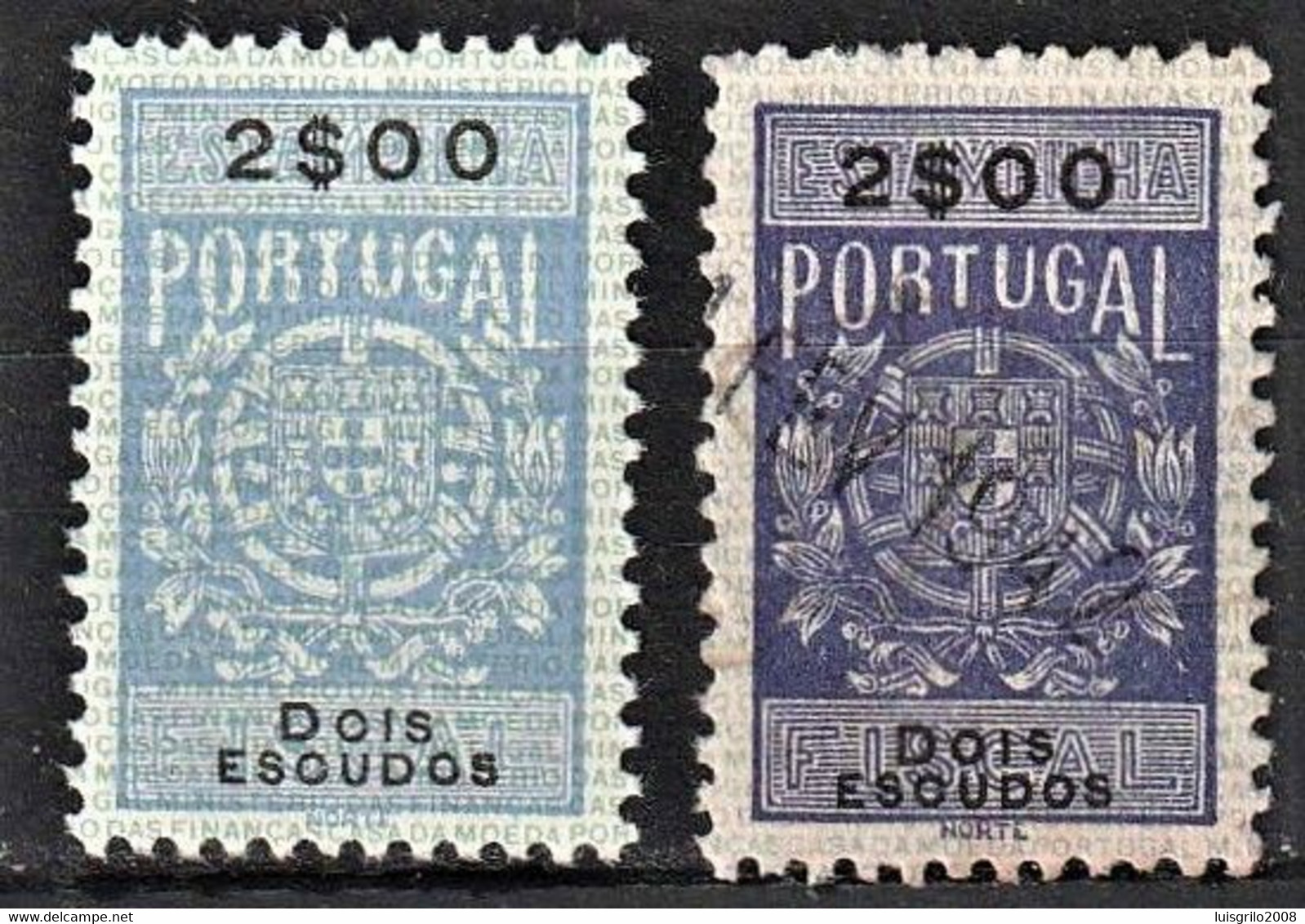 VERY RARE STAMP - Fiscal/ Revenue, Portugal 1940 - Estampilha Fiscal -|- 2$00 - DIFFERENT COLOR - Used Stamps