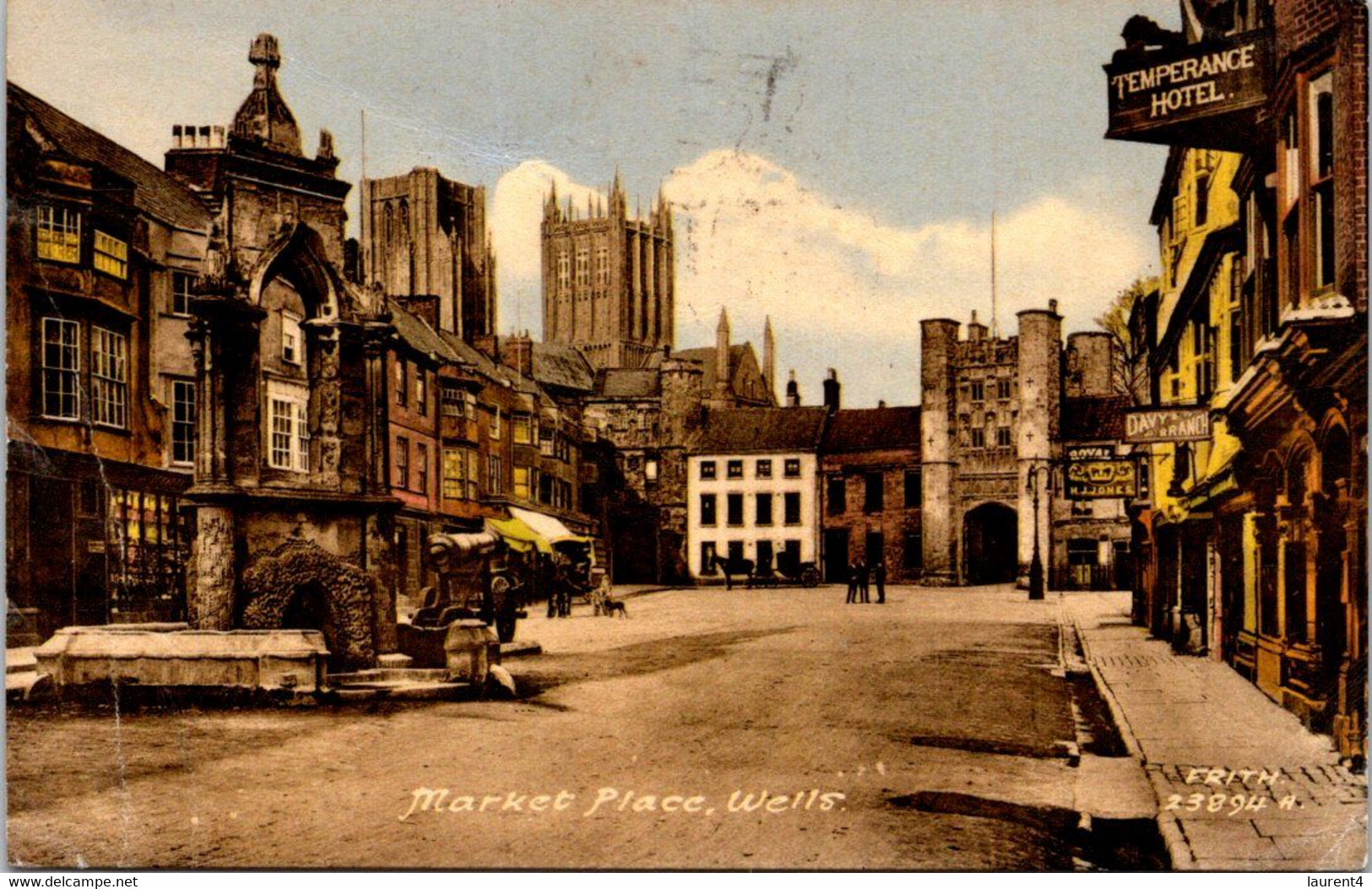 (2 N 6) OLDER - UK - Wells Market Place (posted To France 1959) Unusual Double Postmark ! - Wells