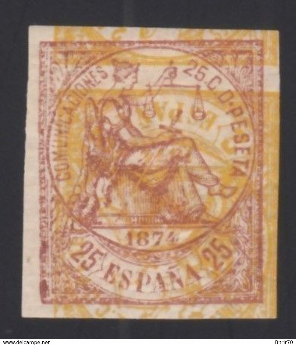 ESPAÑA,  1874 Edifil 143+147 MH, [Ensayos De Color, Doble Impresión, 25 C Castaño + 2 C. Amarillo.] - Nuovi