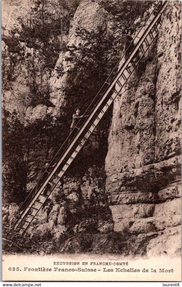 (2 N 9) VERY OLD - Not Posted (b/w) Les échelles De La Mort (The Ladders Of Death) French / Switzerland Border - Douane