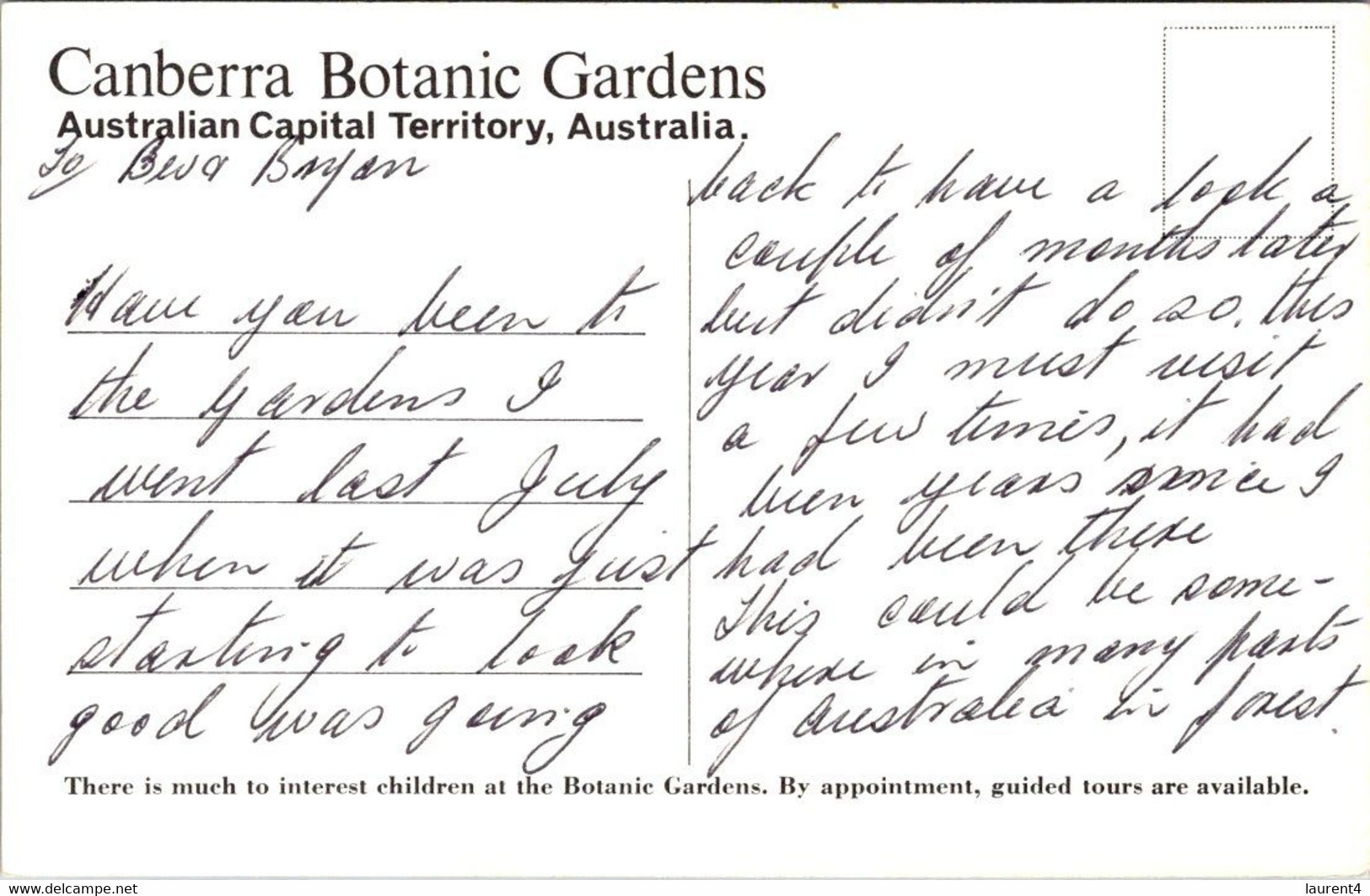 (2 N 10) Australia - ACT - Canberra - Botanic Garden (posted) - Canberra (ACT)