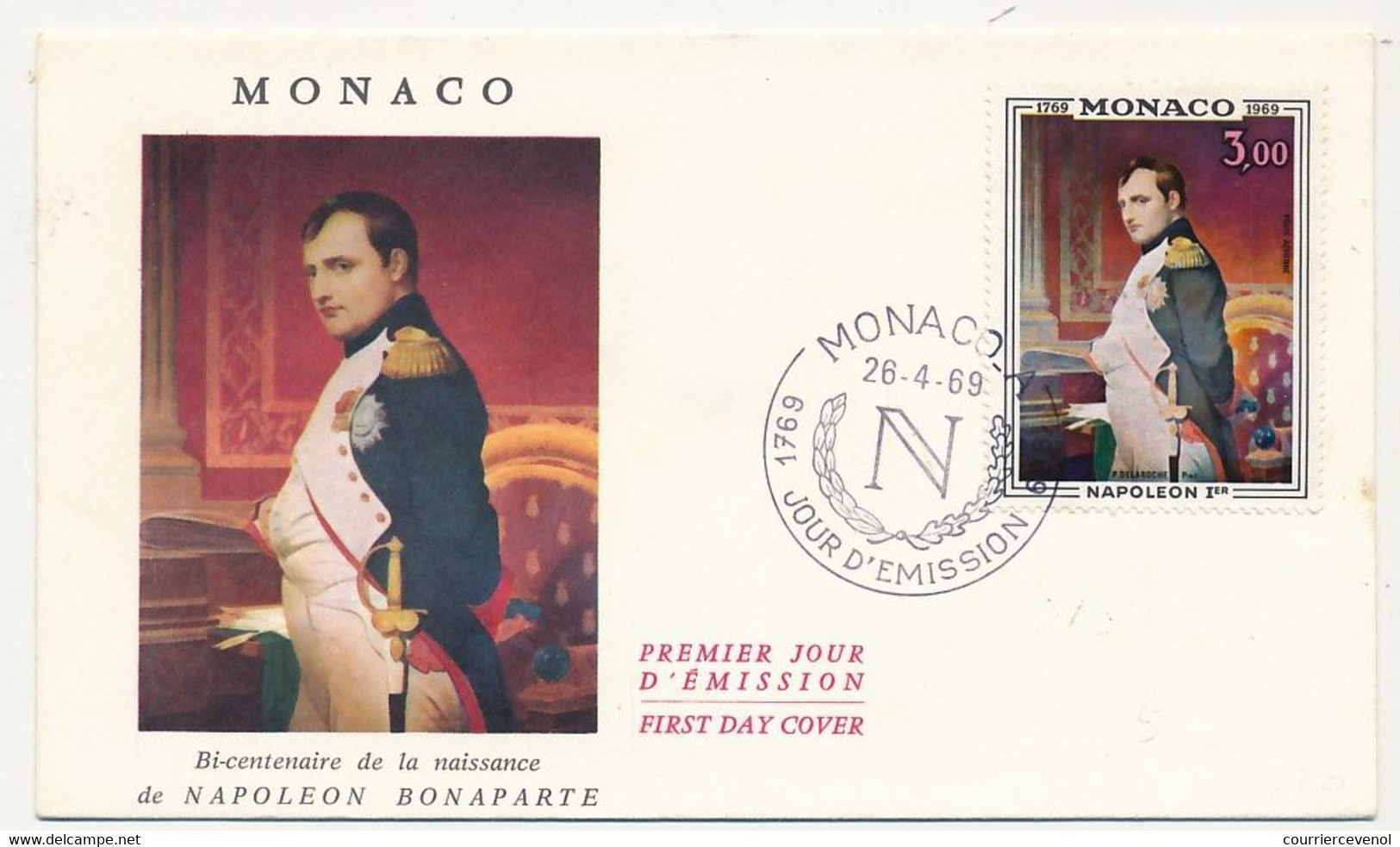 MONACO => Env FDC - 3,00 Napoléon - Monaco-A  26/4/1969 - FDC