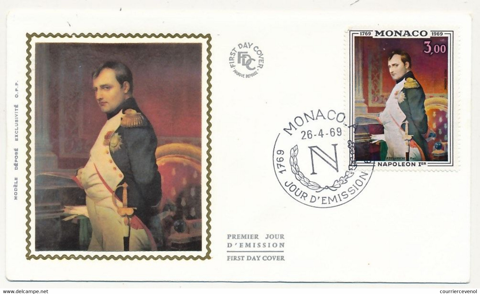 MONACO => Env FDC Soie - 3,00 Napoléon - Monaco-A  26/4/1969 - FDC