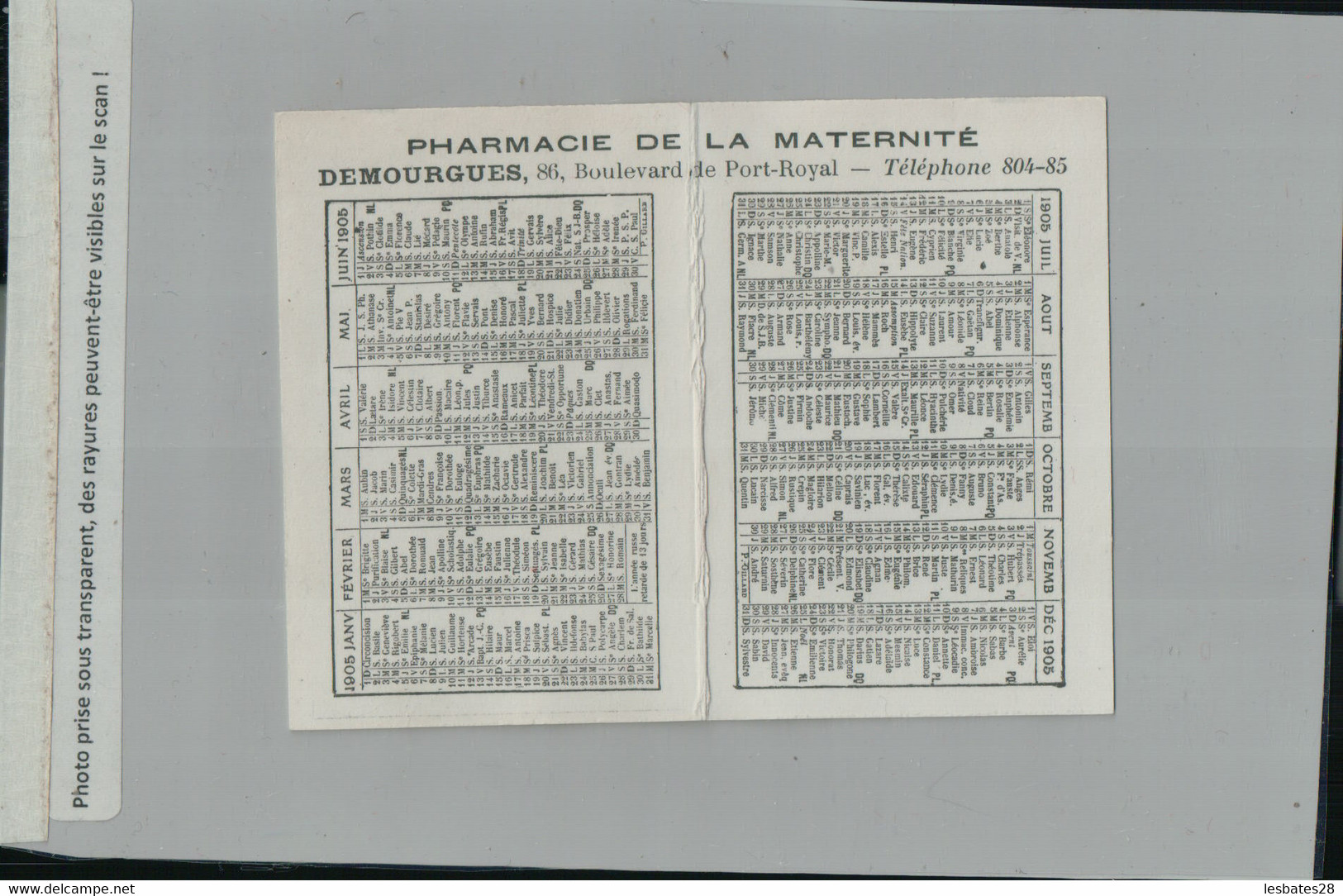 CALENDRIERS PETIT FORMAT  Calendrier  1905 Allégorie Portrait Femme Pharmacie De La Marternité DEMOURGUES (2022 DEC 326) - Tamaño Pequeño : 1901-20